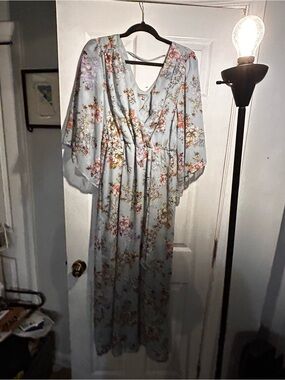bailey blue Floral Wrap Maxi Dress in Light Blue